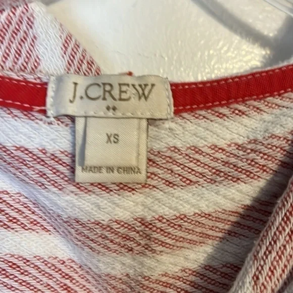 J Crew Red White Striped Terry Lightweight Hoodie XS - Picture 2 of 5